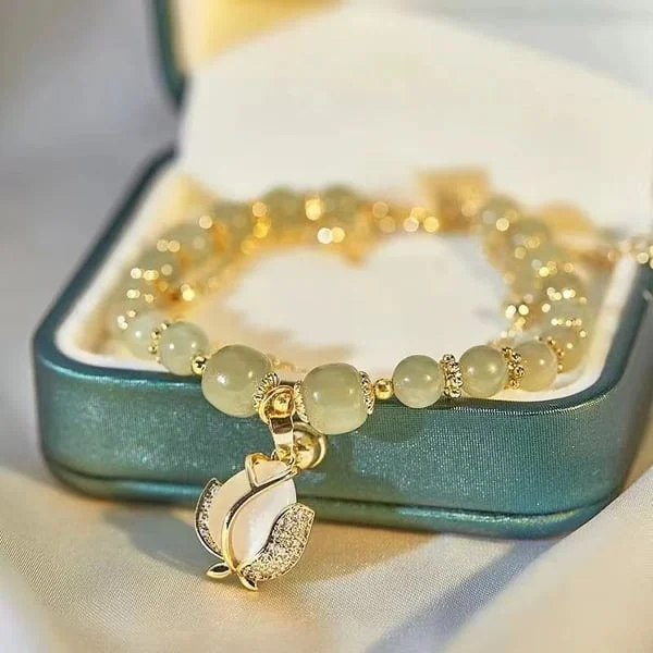 💞Last Day BUY 1 GET 1 FREE 💞--Wotian Jade Lucky Gold Leaf Bangle